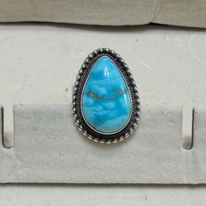 Gorgeous White Water Turquoise and Sterling Silver Tear Drop Adjustable Ring